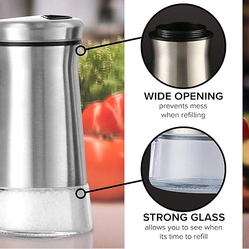 Miniatura 3 de The Original Salt Shaker - Dispensador de especias con orificios ajustables para verter - Acero inoxidable y vidrio 1 botella