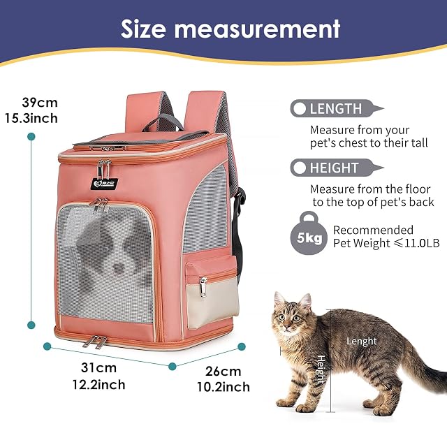 Foto 3 de 8 de PETCUTE Mochila Transportín Perro,Transpirable Mochila para Perros y Gatos con Esructura Sólida,Plegable…