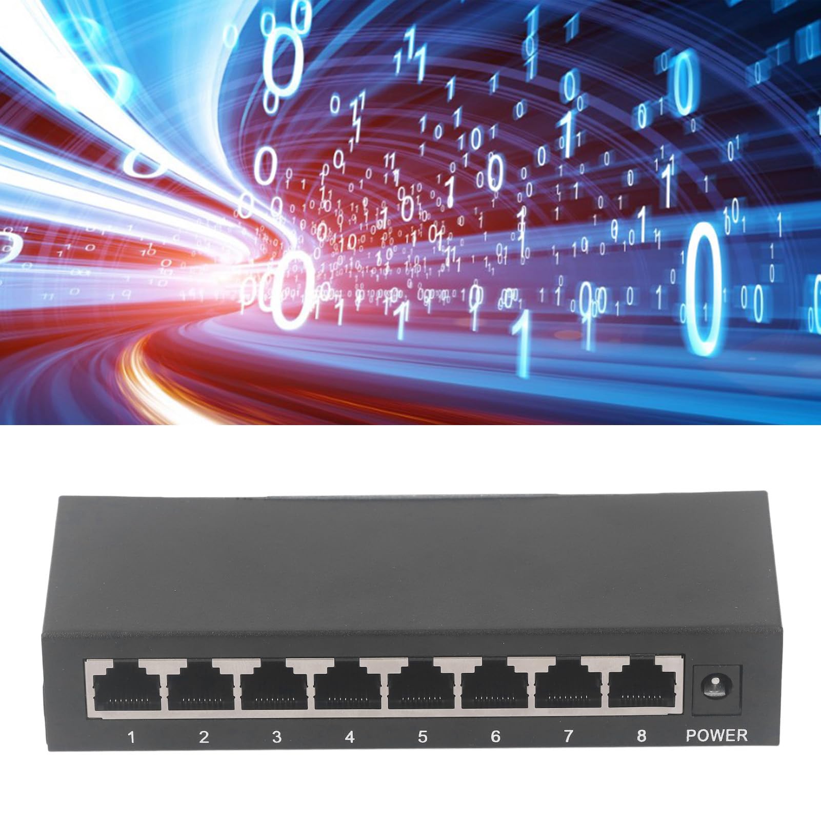 Fockety Switch Poe Gigabit a 8 Porte, Switch di Rete Senza Ventole Plug & Play con Alta velocità 1000Mbps, Switch Ethernet da Tavolo o Montaggio a Parete in Metallo per Casa, Ufficio