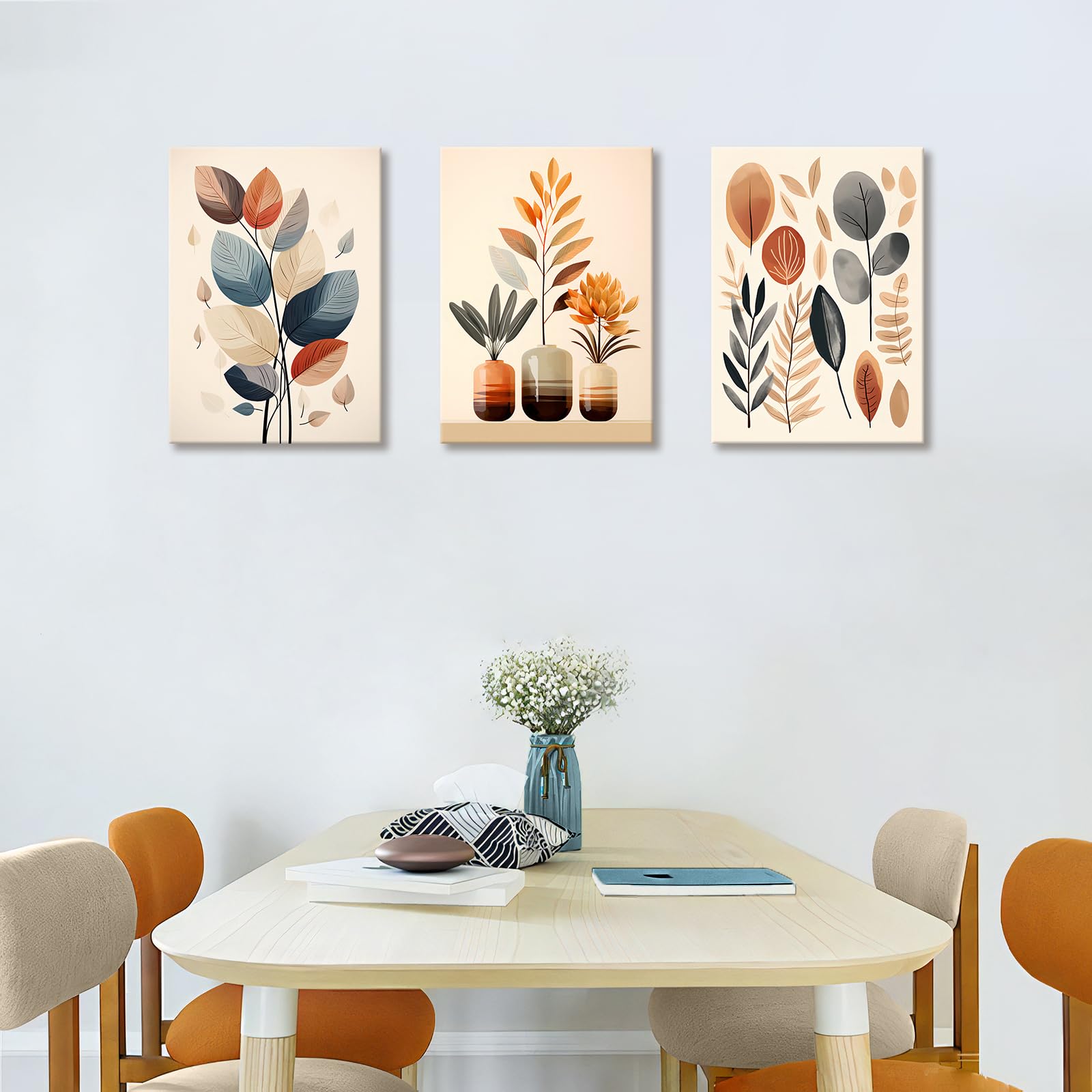 3 Pcs Boho Eucalyptus Leaf Canvas Wall Art - Image 4