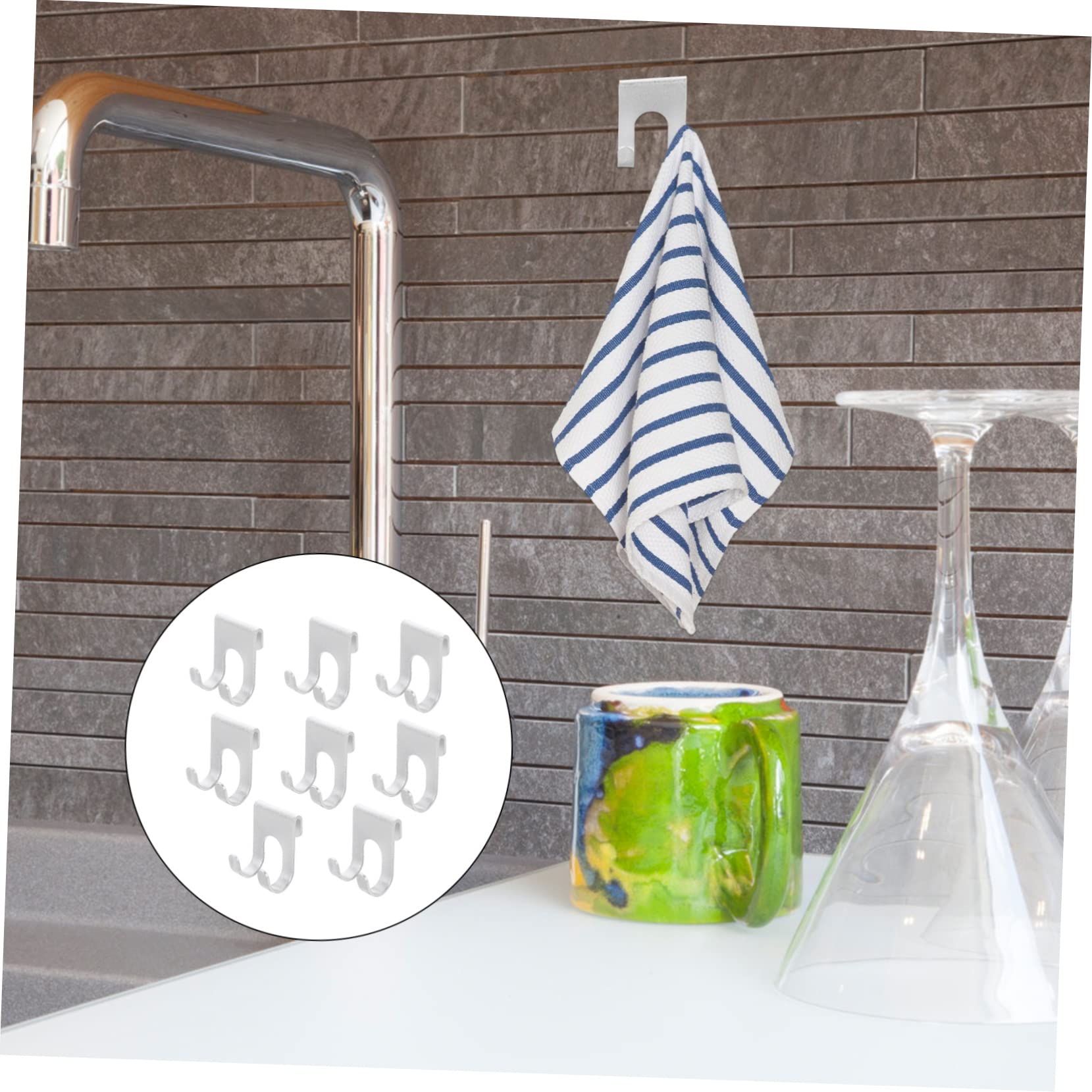 HOMSFOU 24piezas Ganchos De Pared Doble Gancho Sin Perforación Soporte Para Ropa y Accesorios Para Baño Cocina y Dormitorio