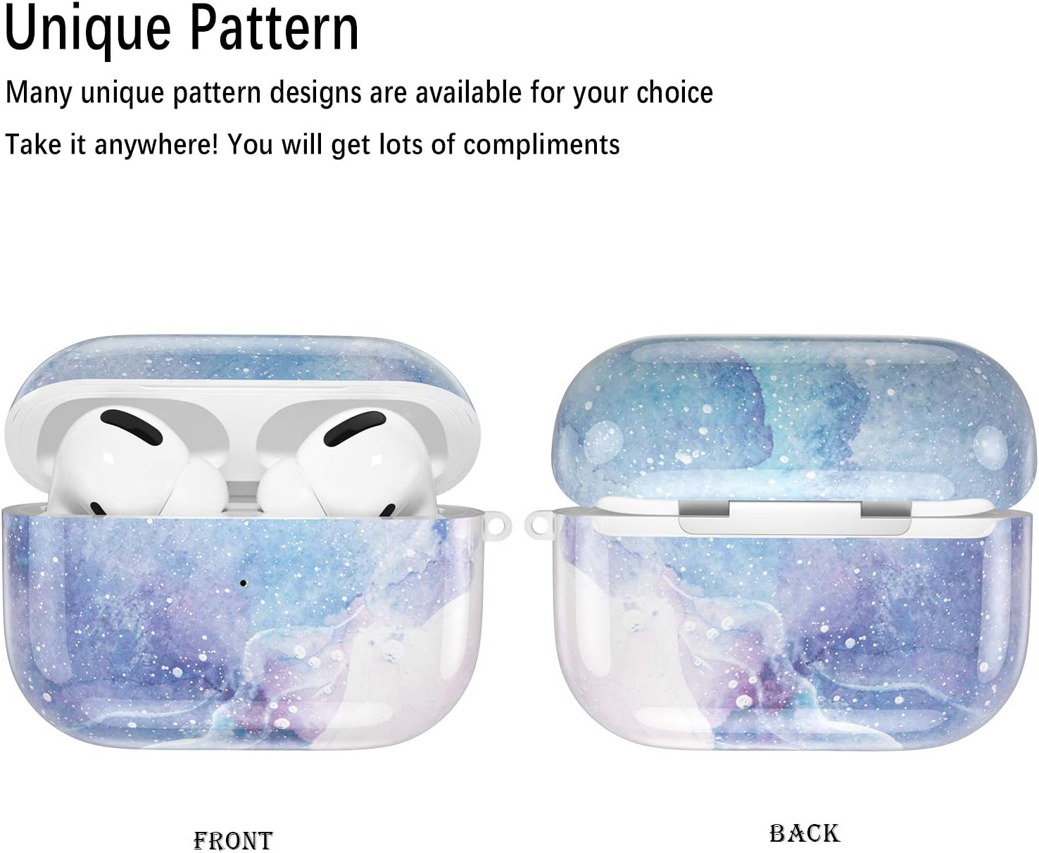 GEAK Compatible with AirPod Pro Case, Fashion Pattern Hard TPU Protective Case for Apple AirPods Pro, [Front LED Visible] Romantic Snow