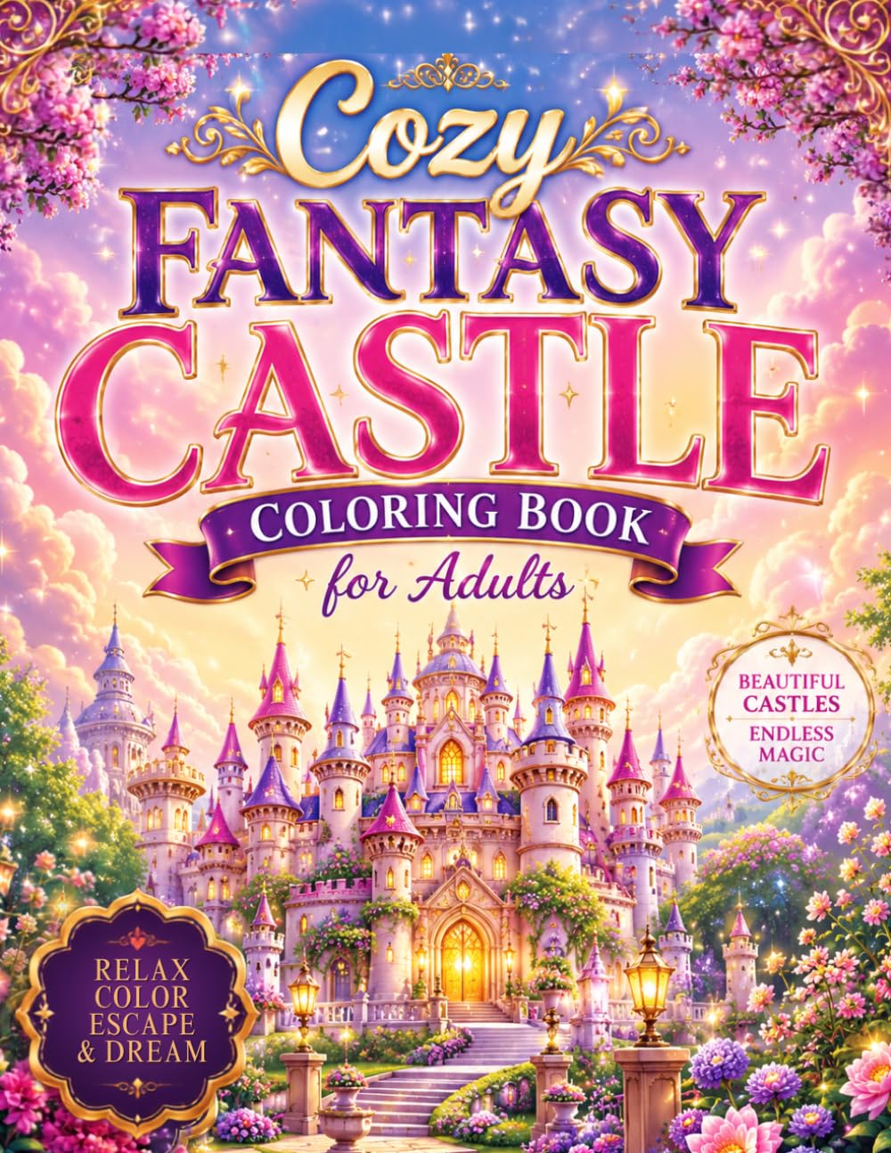 Cozy Fantasy Castle Coloring Book for Adults: Color Beautiful Enchanted Castles, Whimsical Kingdoms, Magical Palaces, Cottage Castles and Fairy Tale ... Anxiety Relief and Creative Happiness