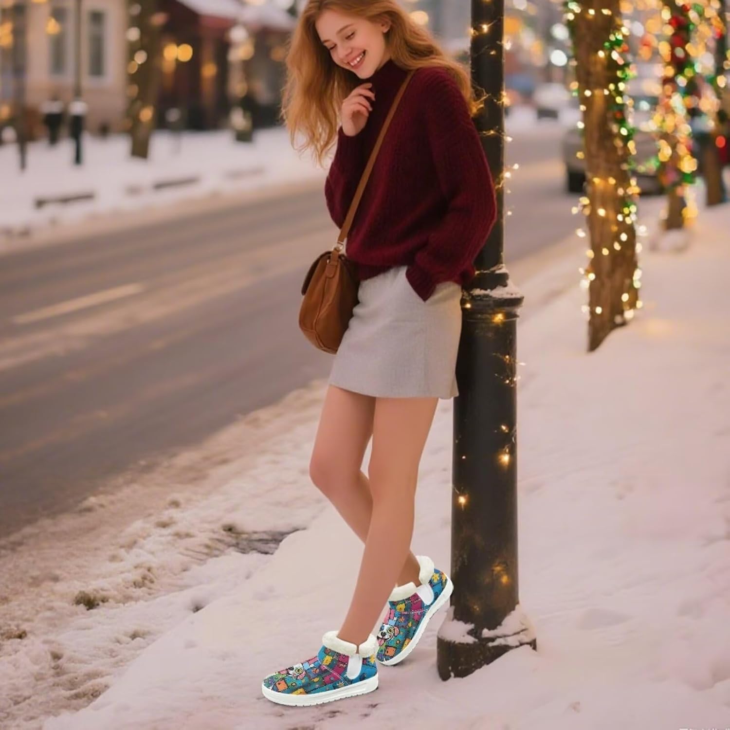 Warm Winter Boots Women Short Snow Boots for Women Non Slip Winter Shoes with Fur Lined