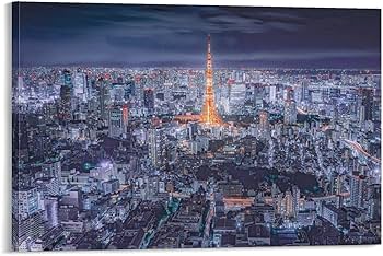 東京タワー　絵画 Amazon.co.jp: 絵画 東京タワーと夜の街インテリア 絵画 東京タワーの