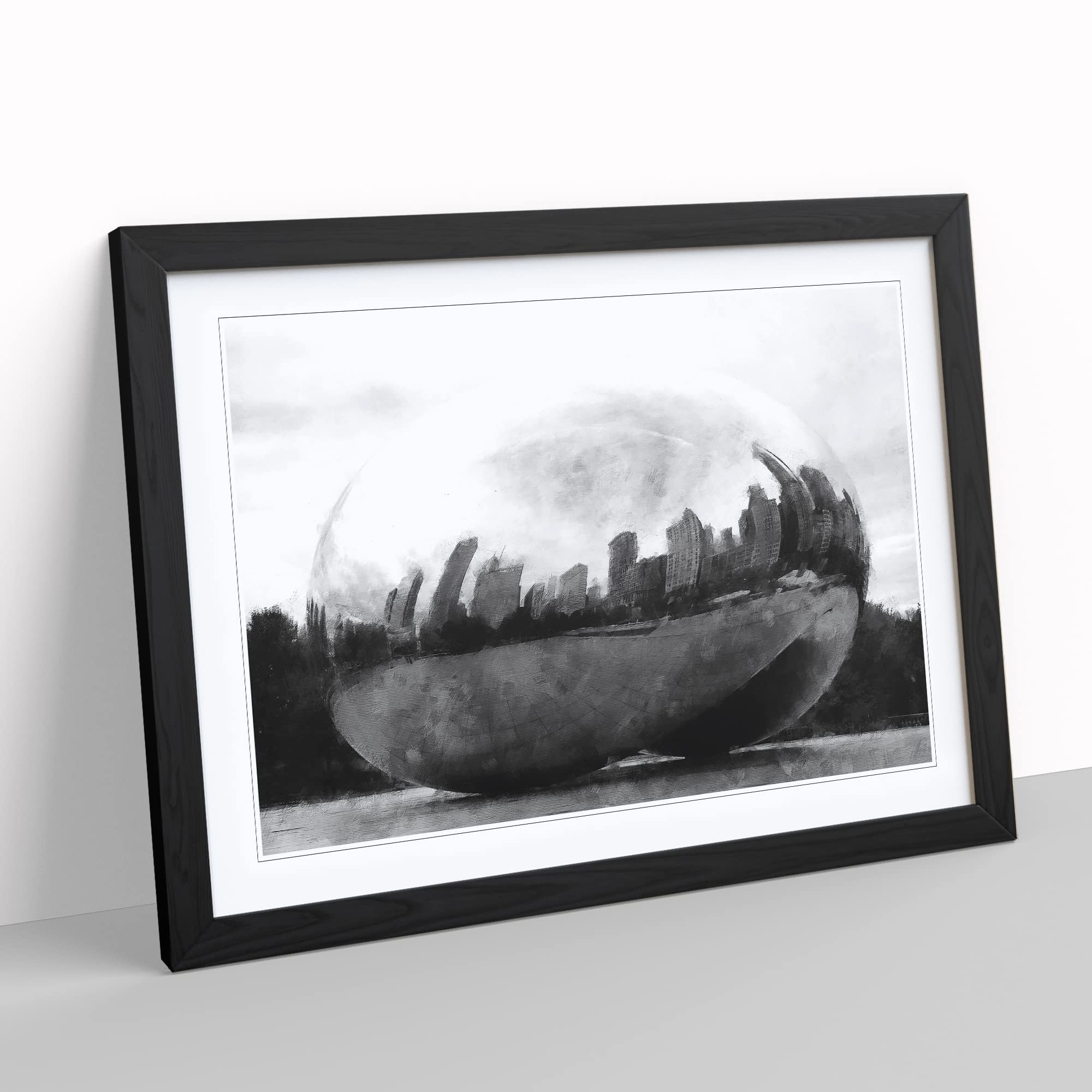 The Bean In Chicago Painting Modern Art Framed Print, Black, A3 (46 x 34 cm) - Image 2