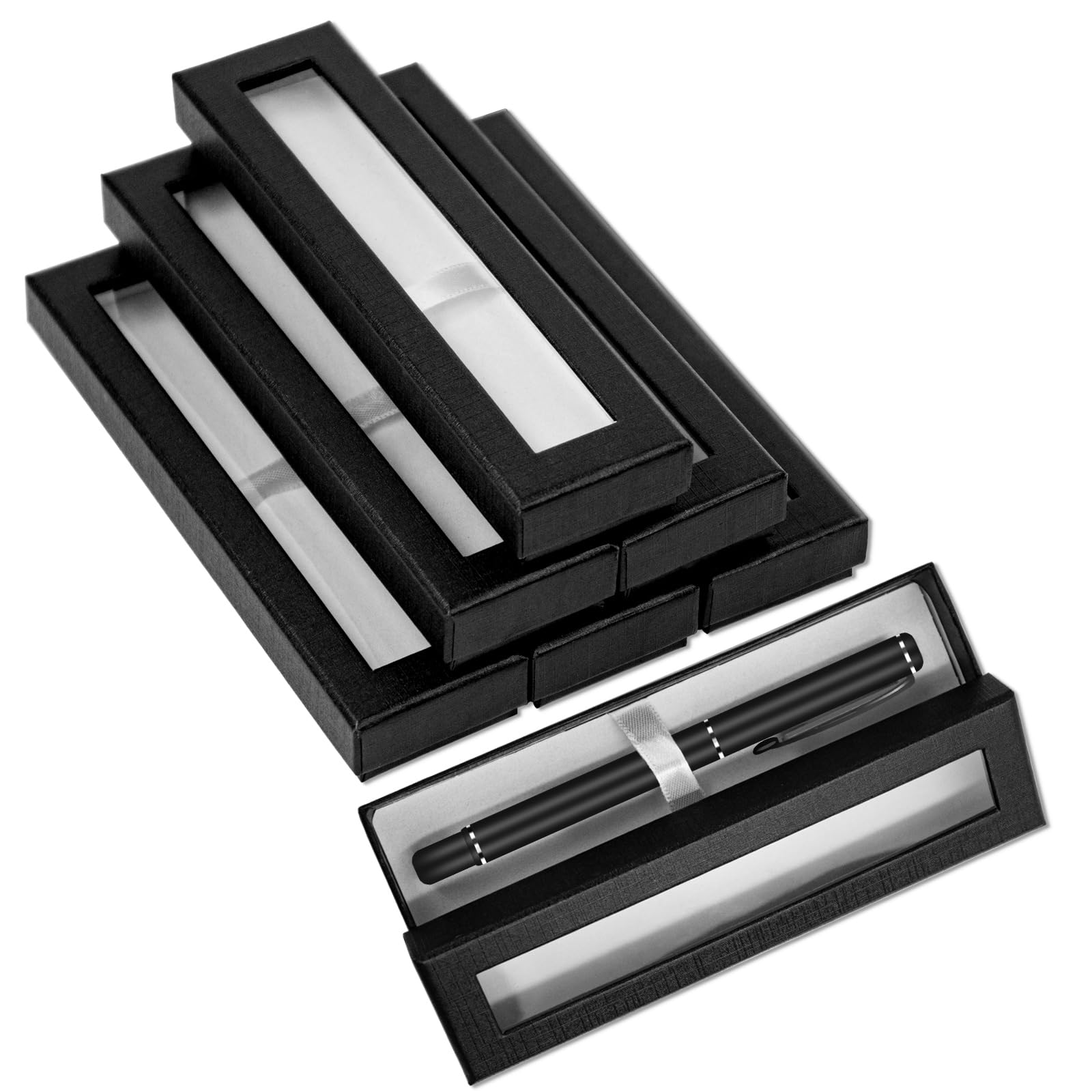 GTIL 6 Pcs Empty Pen Gift Box Pen Packaging Case with Clear Lid, Cardboard Pen Cases for Presentations Pen Display Cases, Jewelry Gift Packaging Office Supplies Business Birthday Souvenirs