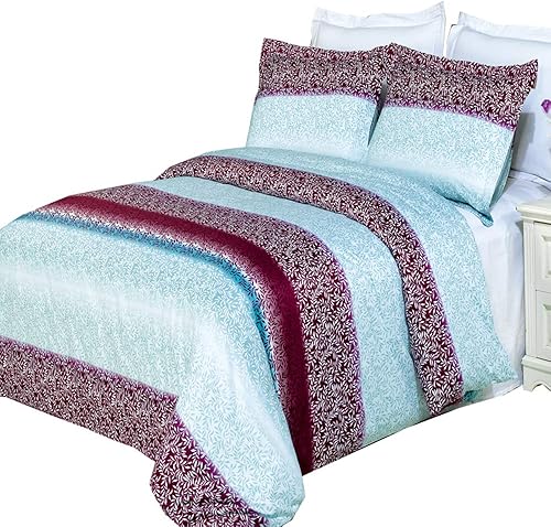 Miniatura 3 de Royal Tradition Juego de funda de edredón de lujo de 3 piezas Manhattan FullQueen, 100% algodón, 300 hilos