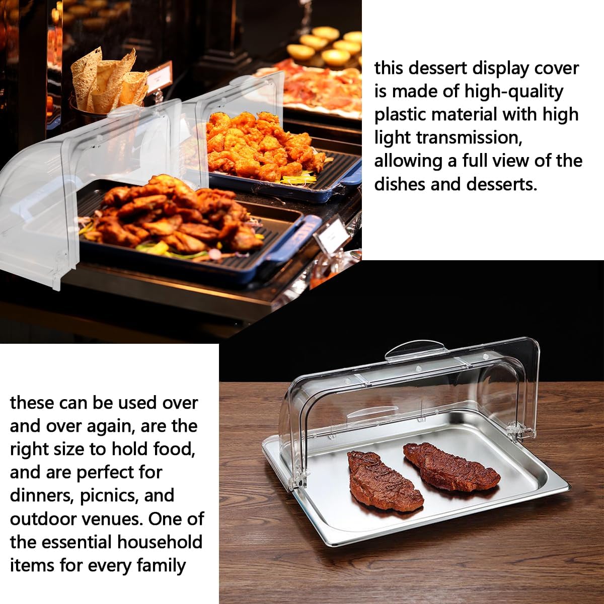 Chafing Dessert Cake Cover Plastic Clear Proof Food Display Cover Cake Plate Food Display Lid Dim Sum Dust Cover for Display and Protect Delicious Bakery Treats