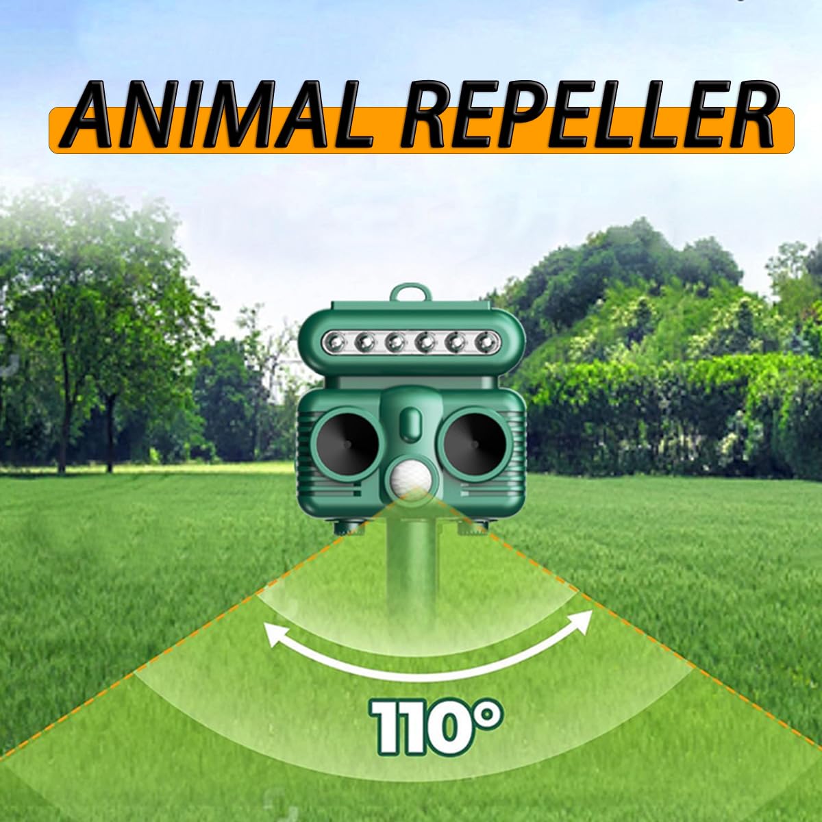 Repellente per gatti da giardino con ricarica solare, sensore di luce rossa, luce flash LED, 4 livelli regolabili, portata 8-12 metri per gatti, cani, volpi, uccelli