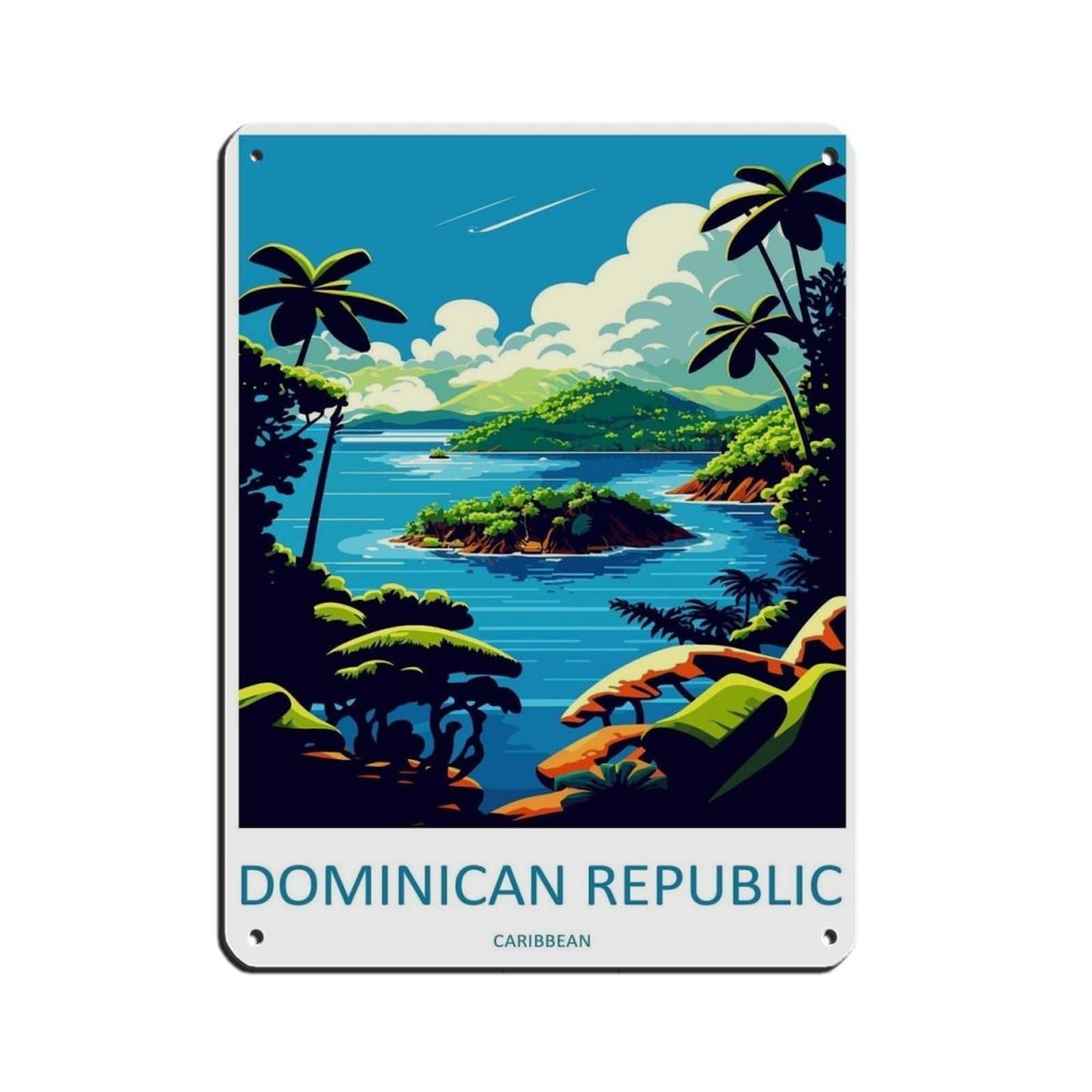 Dominica Travel Art Caribbean Travel (2) Retro Poster Metal Tin Sign Chic Art Retro Iron Painting Bar People Cave Cafe Family Garage Poster Wall Decoration 12x16inch(30x40cm)