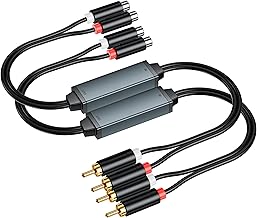 eppfun Stereo 2 Channel Ground Loop Isolator Signal Noise Filter Suppressor Reducer Alternator for Car Audio Home Stereo (Black) x2pcs