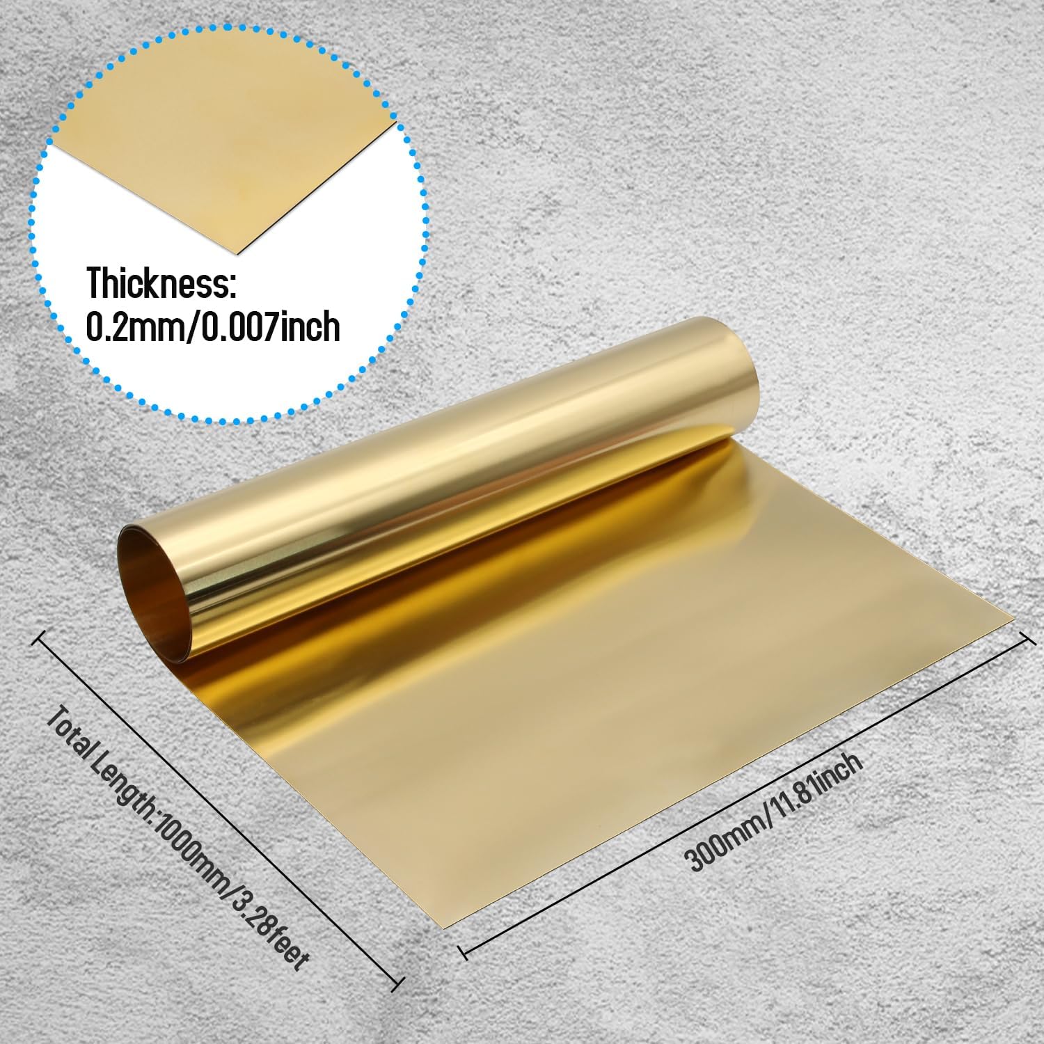 Messingblech Rolle 1000×300×0.2mm,Messingband zum Basteln & Modellbau,für DIY,Schmuck,Gravur,Stanzarbeiten & Reparaturen