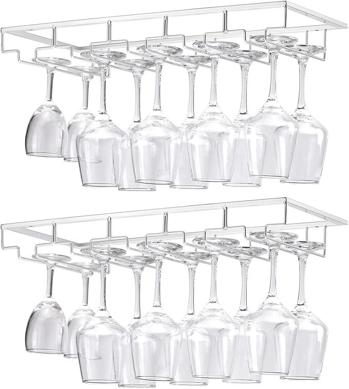 Portabicchieri Da Vino Sottopensile - 2 Pezzi Nero, Ferro Battuto, Per 8-10 Calici (35x11cm) - Foto 9