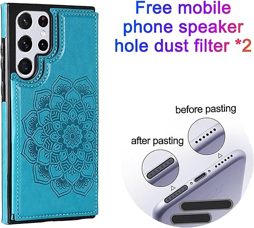 Miniatura 2 de Funda tipo cartera para Galaxy S10 de 6.1 pulgadas con tarjetero, diseño de mandala en relieve de piel sintética con doble cierre magnético, con