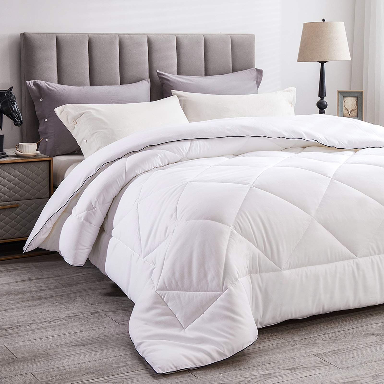 WamsoundAll-Season King Down Alternative Quilted Comforter,Comfortable Sleep Quilt Bedding,Reversible Duvet Insert with Corner Tabs,Winter Warmth Breathable,Super Soft,Machine Washable(90" x 104")