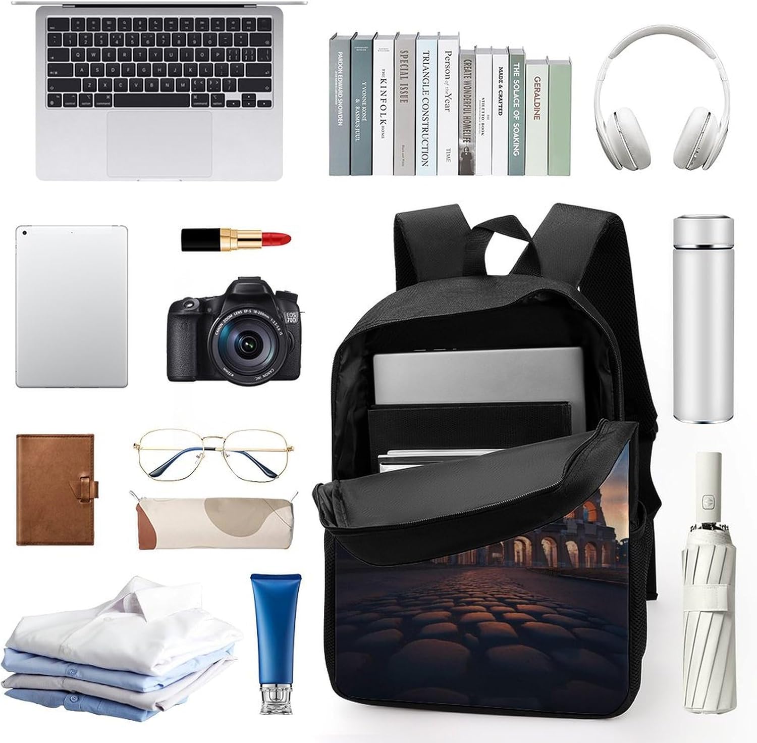 ROMAN COLOSSEUMES Prints Laptop Backpack for Men Women 17 Inch Shoulder Bag Travel Daypack