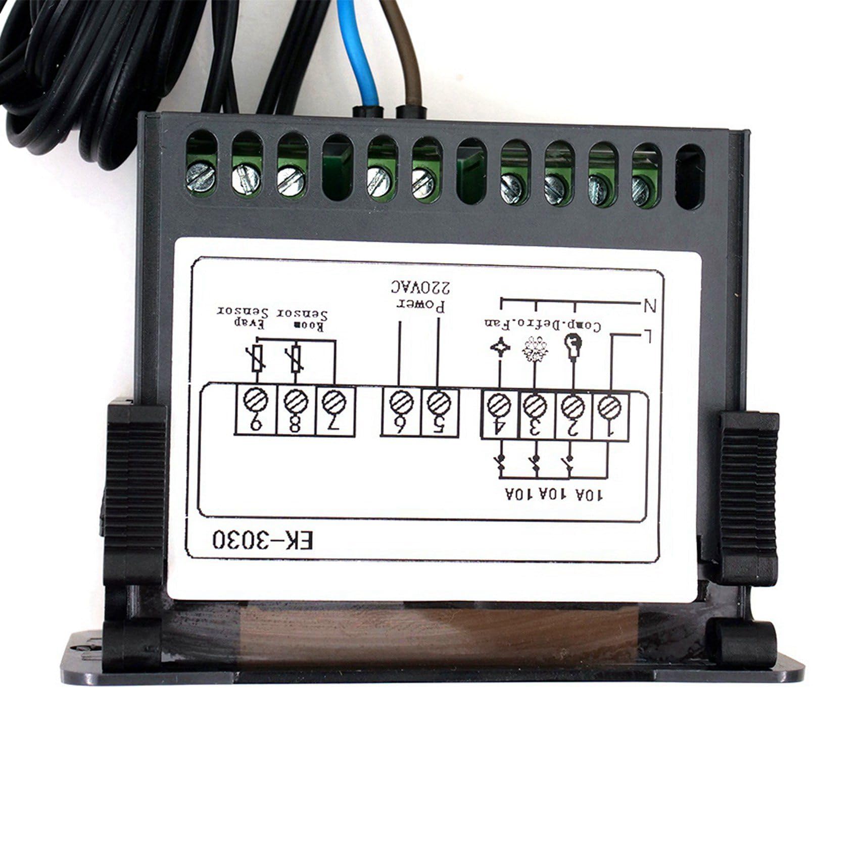 2X EK-3030 Regolatore di Temperatura Digitale 220V Sensore Termostato Refrigerazione Sbrinamento Termostato per Congelatore per Celle Frigorifere