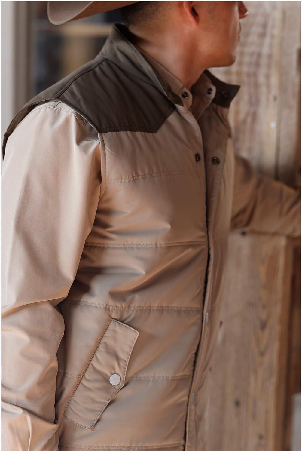 Lazy J Ranch Wear Retro Arena Vest - Brown - Men's Puffer Vest - Western Outerwear for Men - Image 3