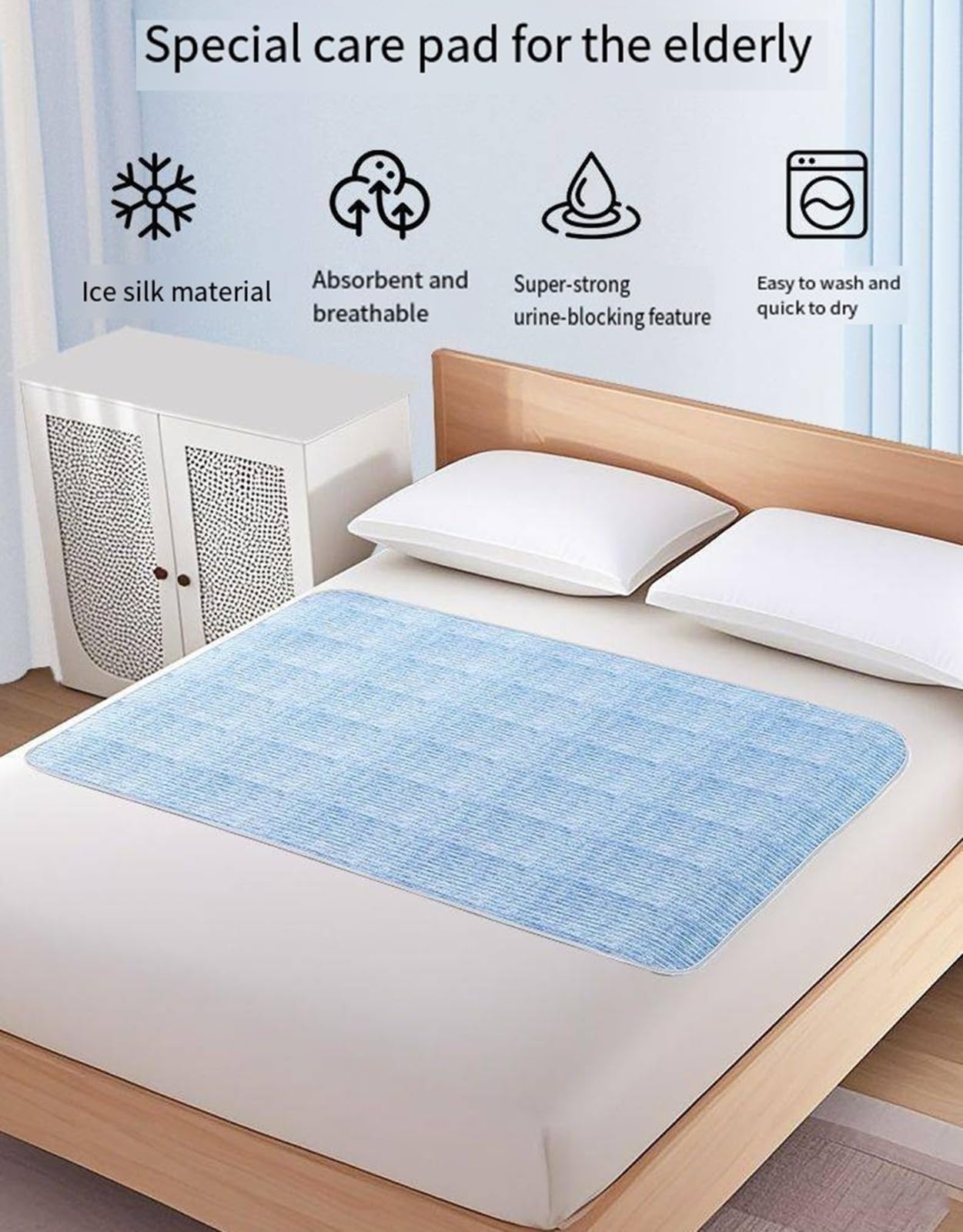 REHOOF Verano Compresa para Incontinencia Impermeable para La Cama, Tamaño Grande Empapadores Cama Adultos Lavables, Menstruación Discos Absorbentes A Prueba De Fugas, Hospital Hogares D,150×200cm