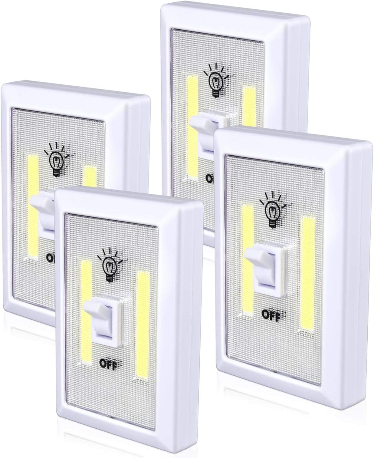 Closet Light, Battery Operated Tap Light, Super Bright Switchlight, Stick On Light Wall Mount Under Cabinet Lighting, Push Night Light for Cupboard, Shed, Basements(4 Pack)