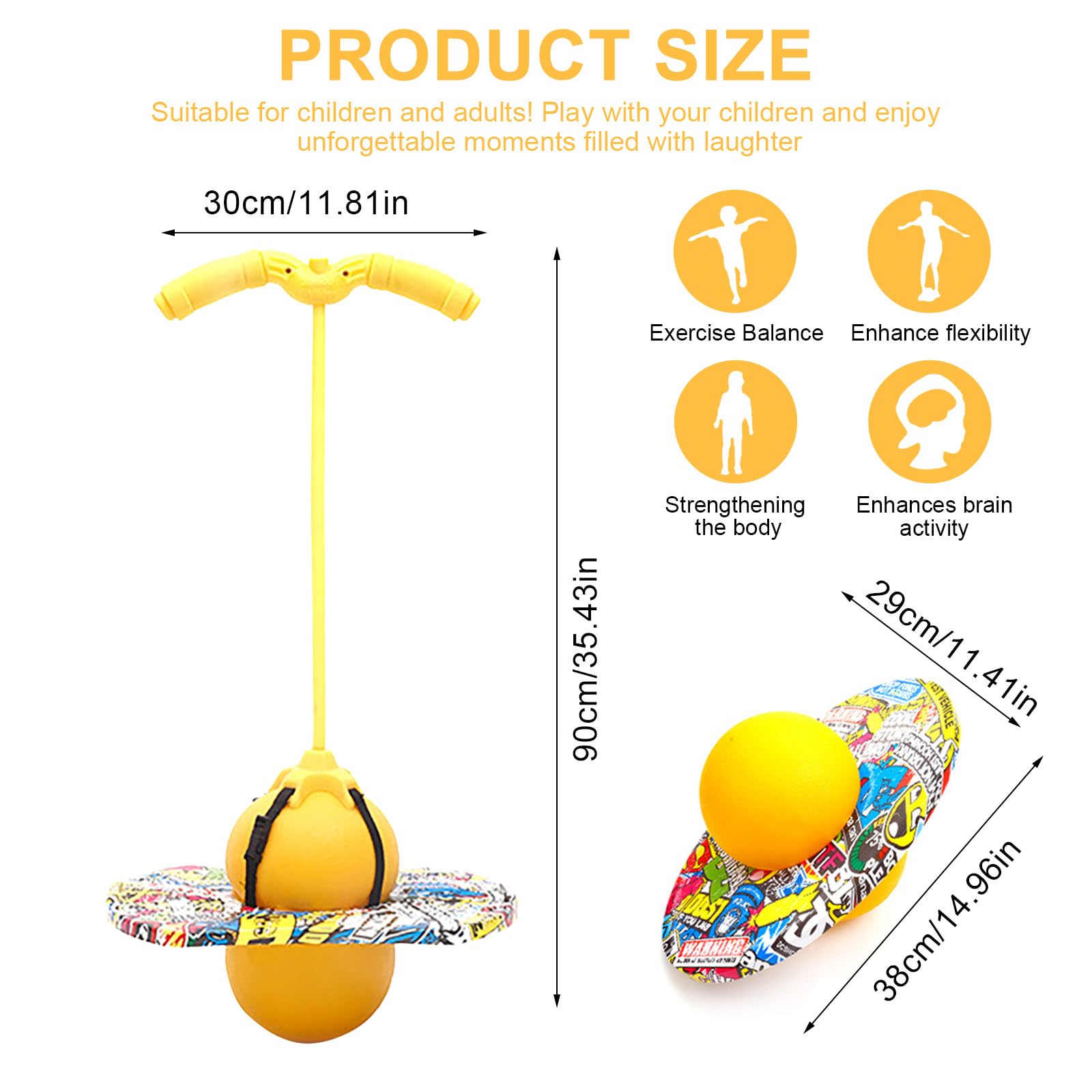 Pogo Ball con asas, Pogo Stick pelota de saltar para niños, barra de saltar con bomba de aire, pelota de entrenamiento de equilibrio, regalo para niños a partir de 6 años (amarillo)