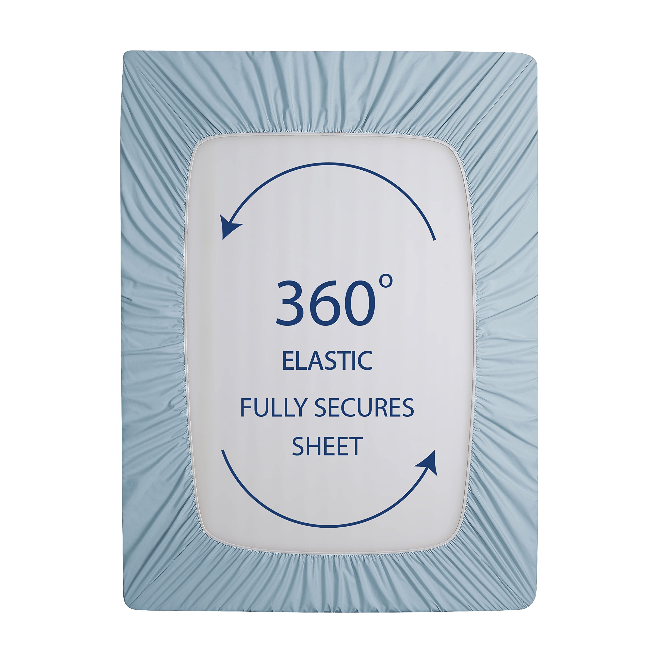 Cathay Home Queen Fitted Sheet - Double Brushed Microfiber, 14" Deep Pocket, Ultra Soft
