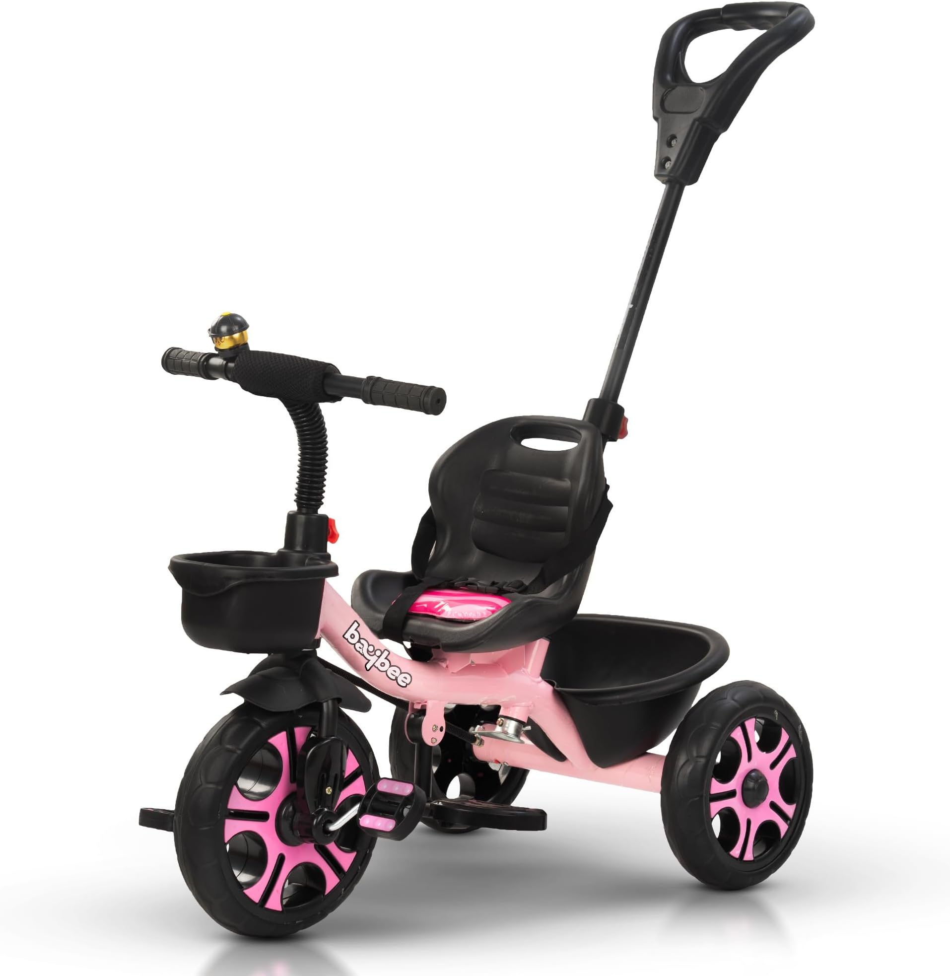 Baybee Terra Pro Baby Tricycle for Kids | Smart Baby Trike Cycle with Adjustable Parental Handle, Front & Back Storage & Foot Rest | Children Bicycle for Kid | Kids Cycle for 2-5 Years Boy Girl (Pink)