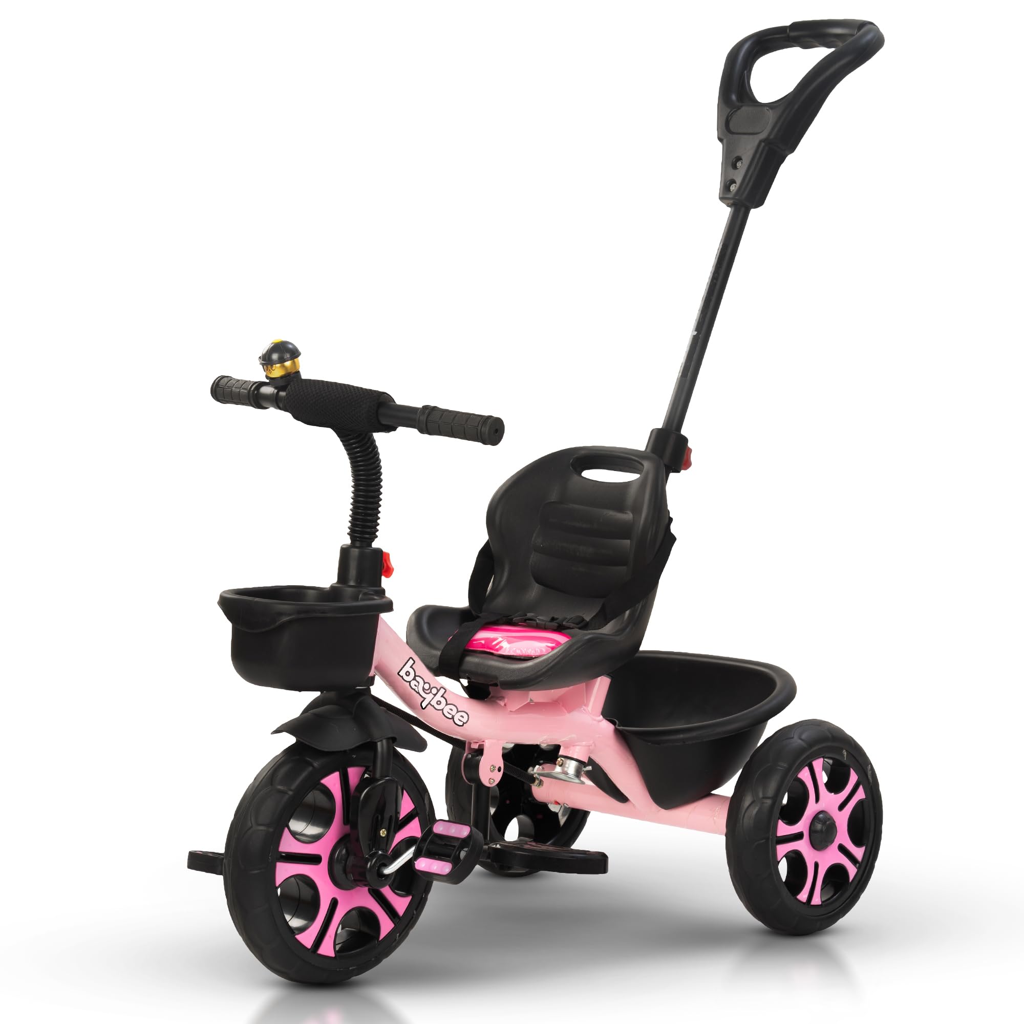 Terra Pro Baby Tricycle for Kids | Smart Baby Trike Cycle with Adjustable Parental Handle, Front & Back Storage & Foot Rest | Children Bicycle for Kid | Kids Cycle for 2-5 Years Boy Girl (Pink)
