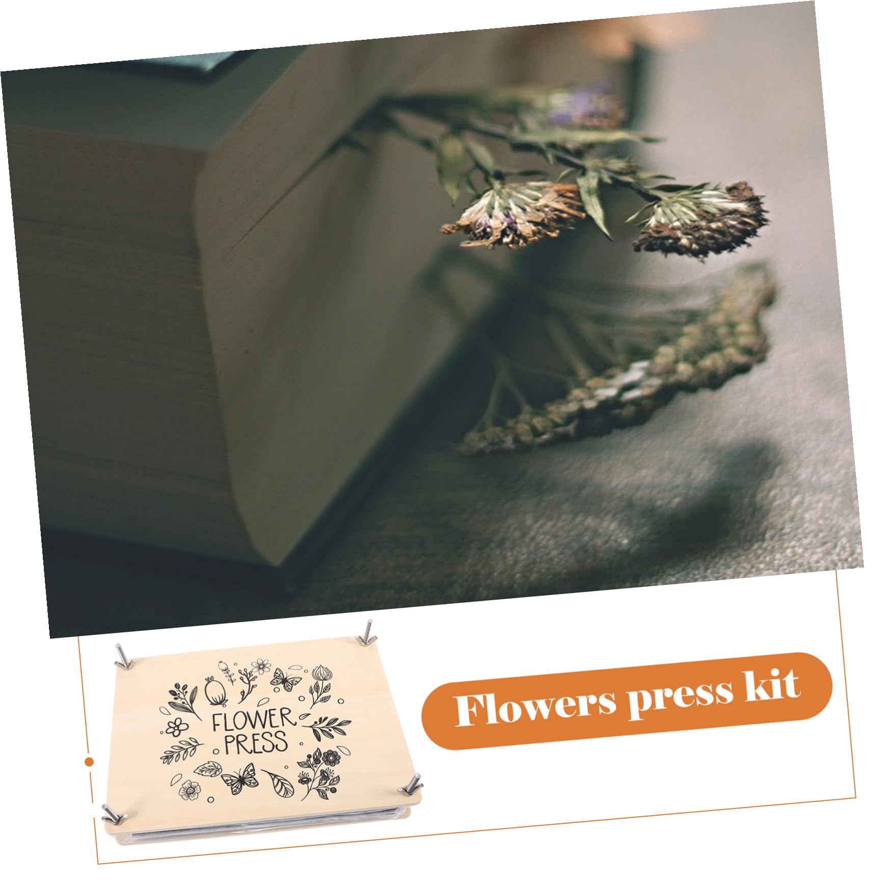 Cabilock Kit per Pressa di Fiori Fai da Te Pressatura Uniforme delle Foglie in Legno e Metallo, Set Completo per Specimen di Piante per Ragazzi e Attività DIY