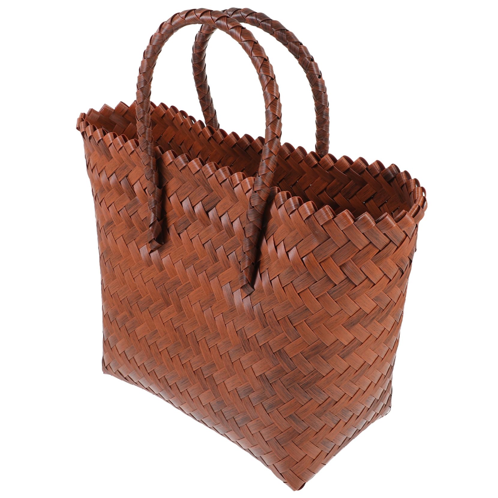Bolso Tejido de Paja Vintage para Picnic y Uso Interior Gran Capacidad, Asa Resistente y Material PP Duradero para Almacenamiento Práctico