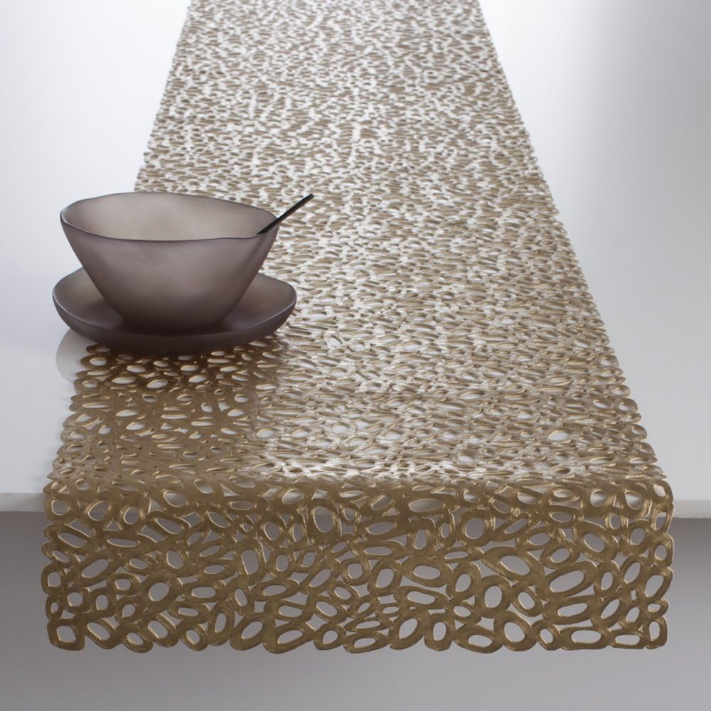 Chilewich Pebble Pressed Vinyl Runner Brass 14 X 72