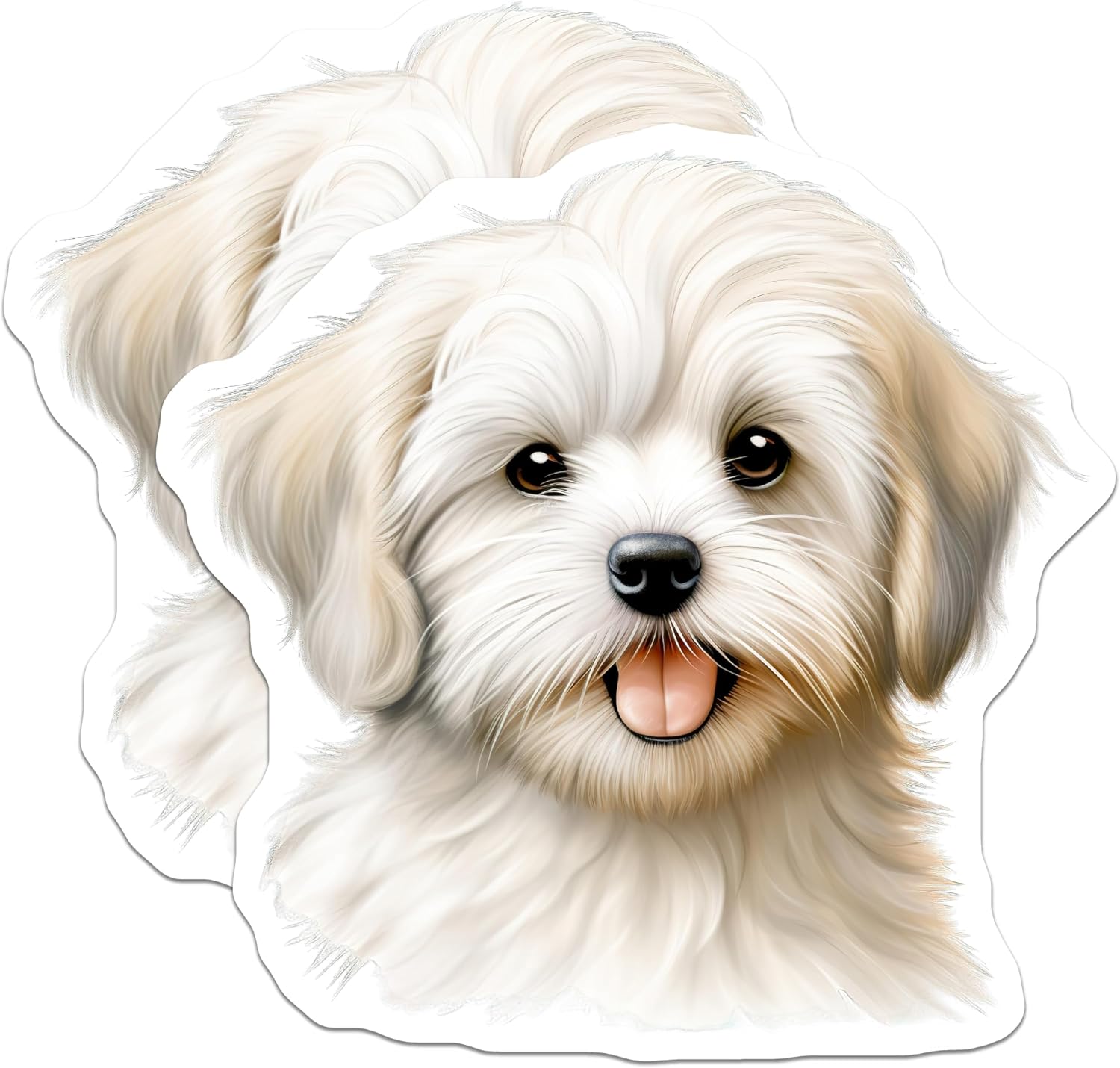 (2 Pack) Cute Puppy Magnets - Adorable Fluffy Dog Art - Happy Animal Decor for Pet Owners Kitchen - 5 Inches On Longest Side - Thick Durable Magnet - Made in USA - MAG29313