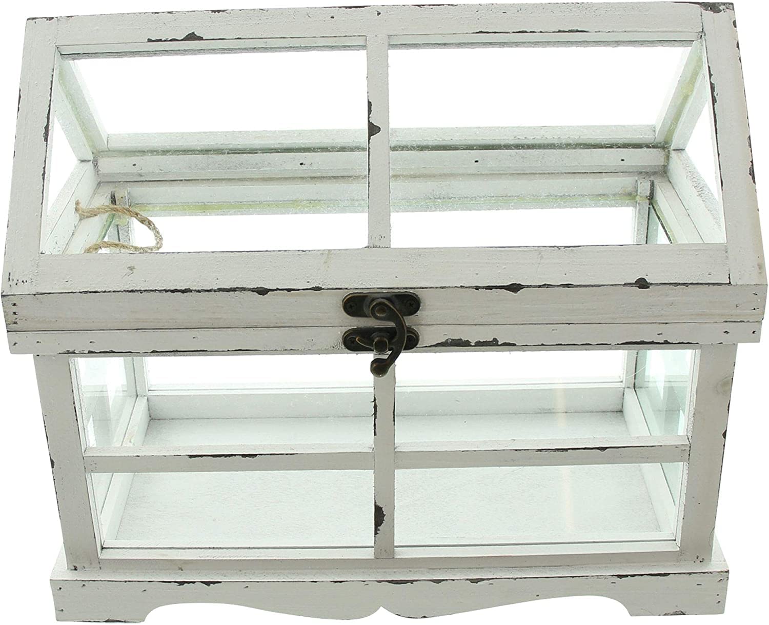 Mini-Gewächshaus “Shabby”, 37x21x31 cm, kleines Terrarium, Treibhaus, Zimmergewächshaus Weiß