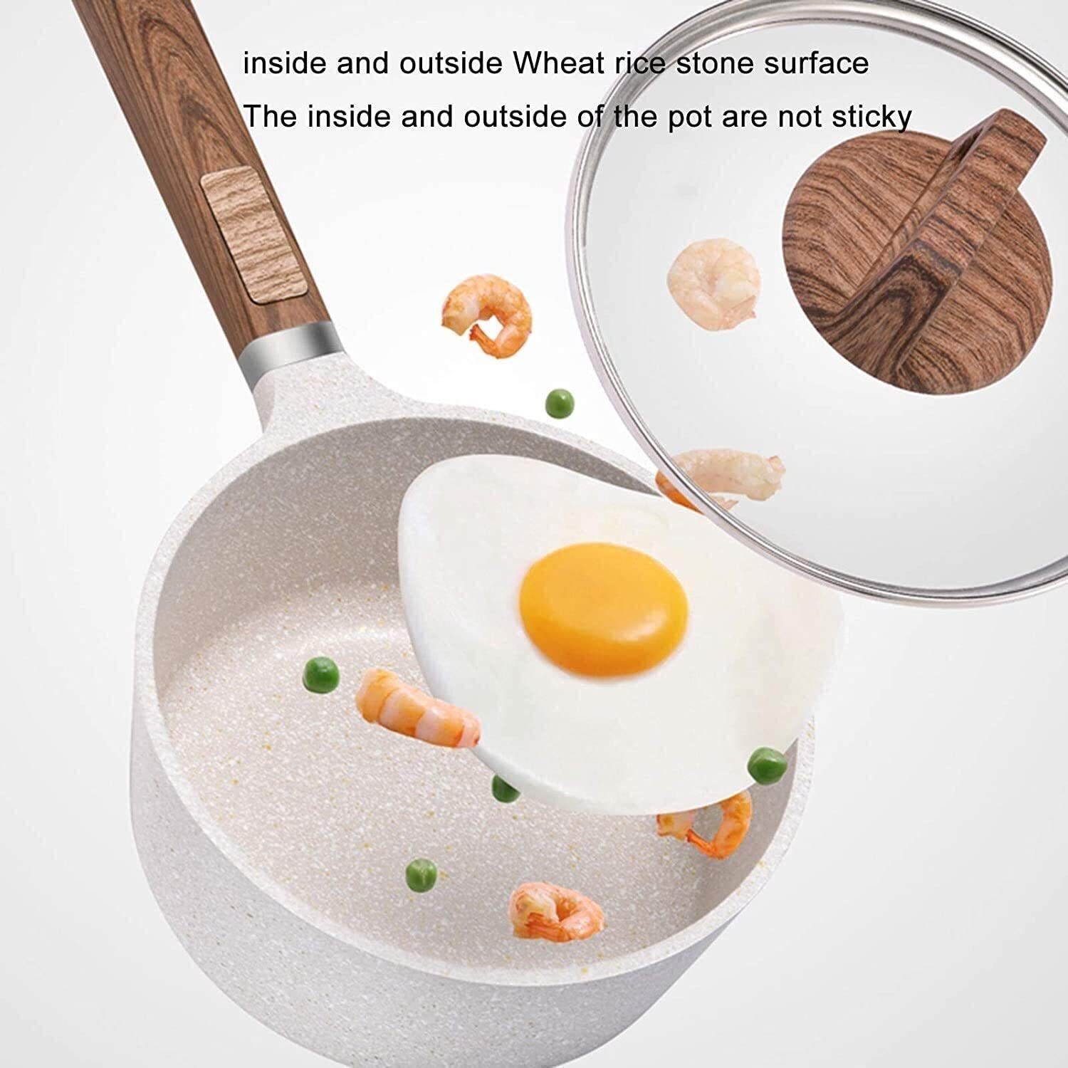 Kleine Anti-aanbakpan, 250 Ml Witte Mini-sauspan Platte Bodem Anti-aanbak Melkpot Multifunctionele Kookpot Voor Koken, 10,5 X 5,5 Cm