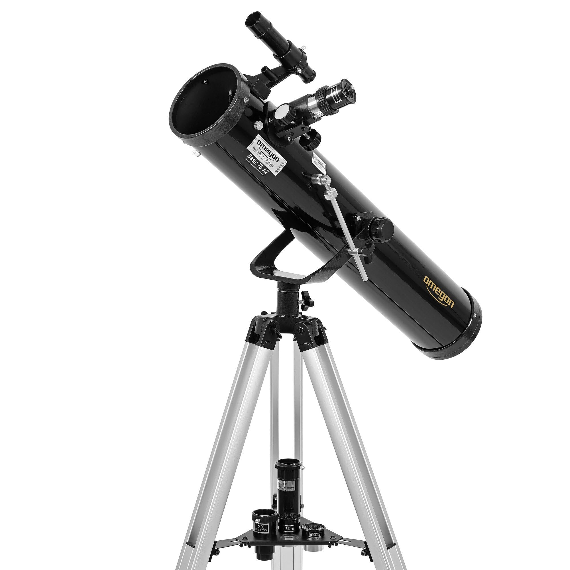 Telescopio Omegon N 76/700 AZ-1 | Telescopio a specchio per principianti | Montatura azimutale | Compatto e leggero | Per la Luna e i pianeti | Telescopio astronomico per giovani e adulti