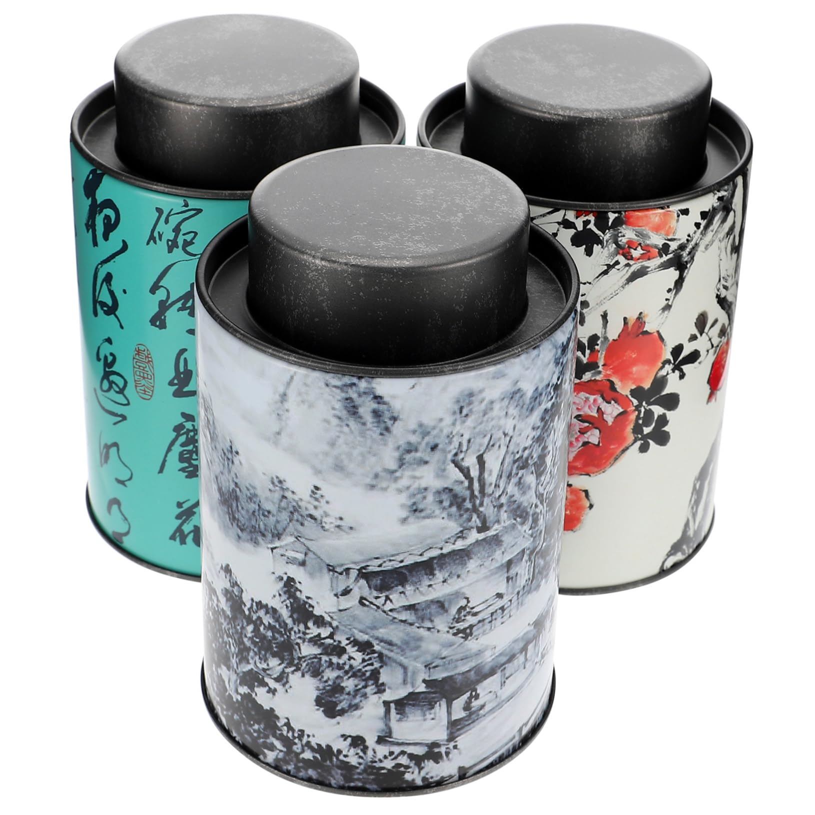 3pcs Tinplate Tea Tea Storage Jar Loose Tea Tin Coffee Canister Airtight Coffee Container Tea Bag Storage Metal Sealing Jar Tea Tin Tea Packing Jar Green Tea Storage Box