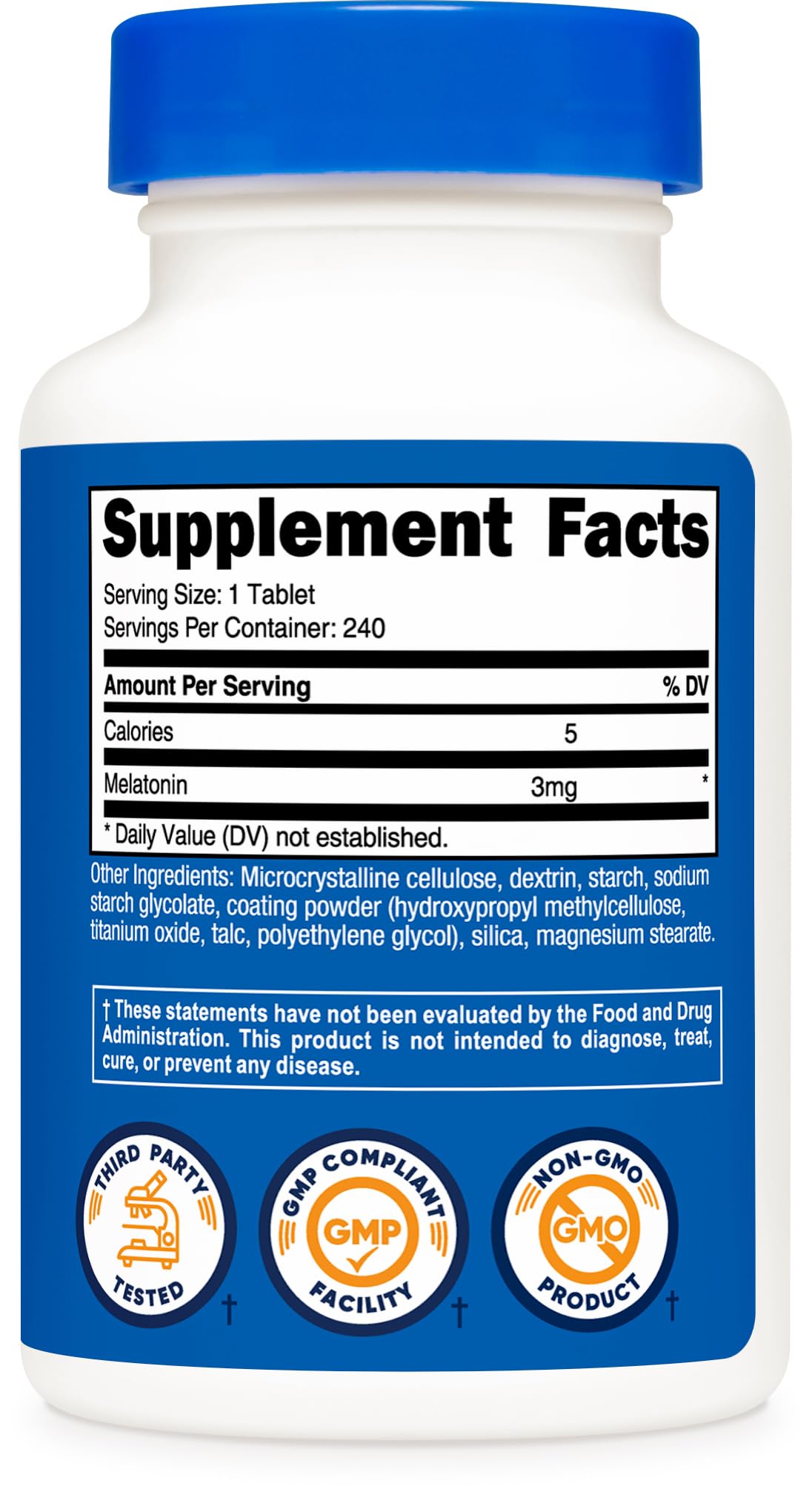 Nutricost Melatonin (3mg) 240 Tablets, GMO-Free & Gluten-Free — Amazon image 5