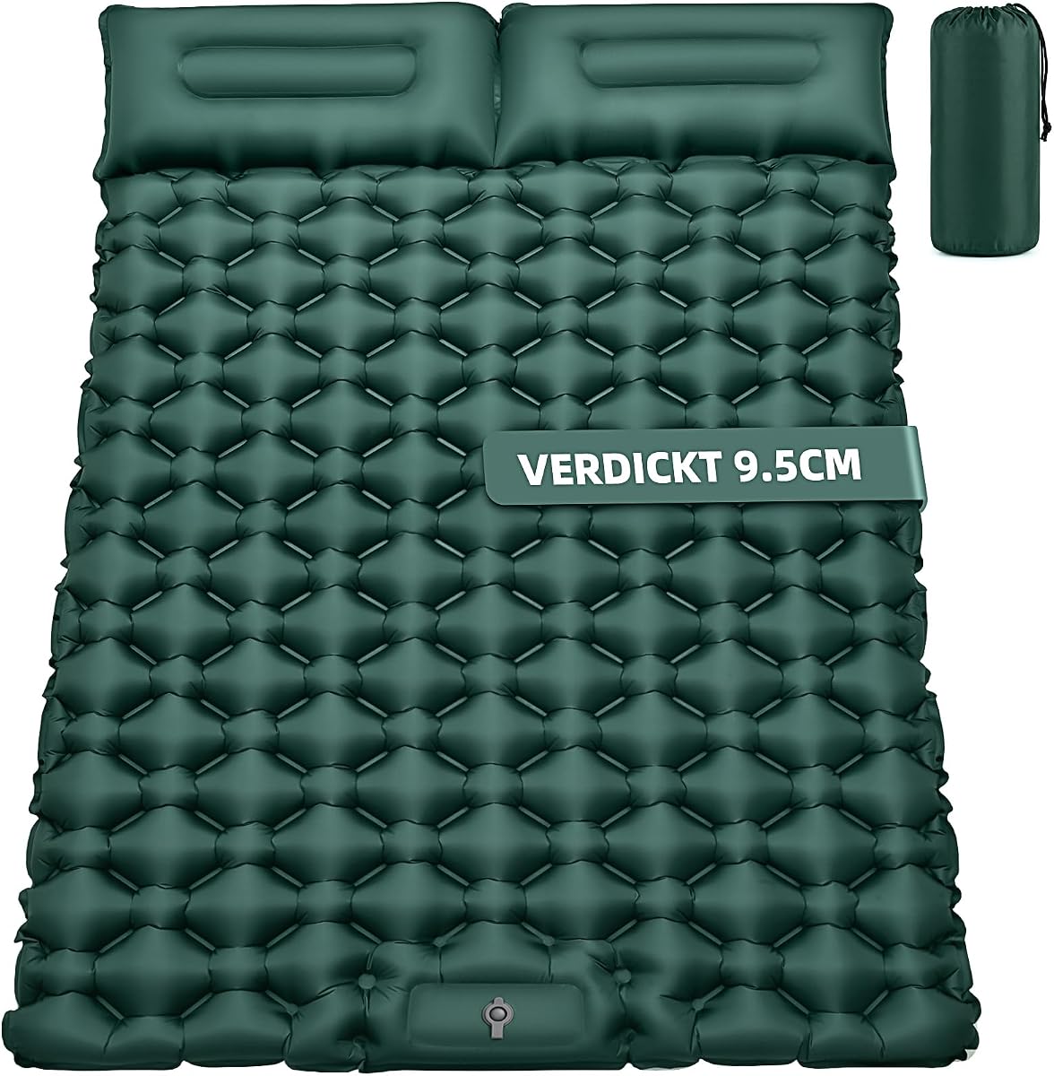 FORRINX Sleeping Mat Camping 2 People 9.5 cm Thickened, 204 x 130 cm Air Mattress Double Air Cell Mat Inflatable Mattress Outdoor Waterproof Camping Mat Sleeping Mat for Beach, Tent, Hiking