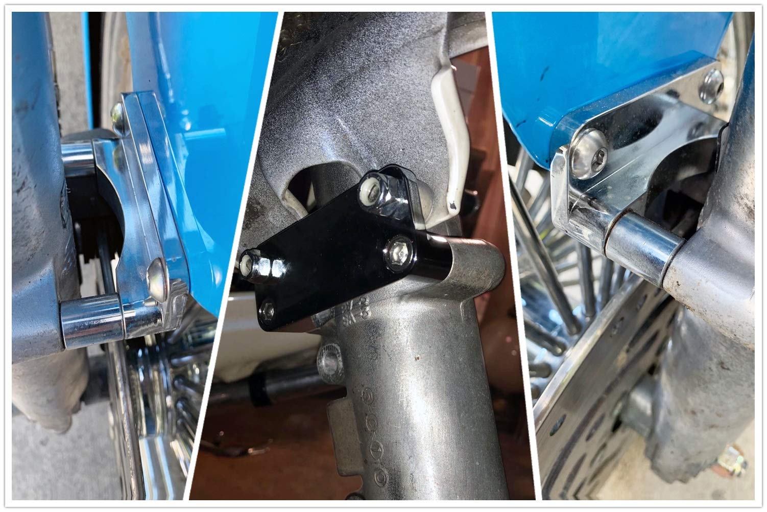 Wsays Touring Front Fender Relocator Spacer Kit Chrome