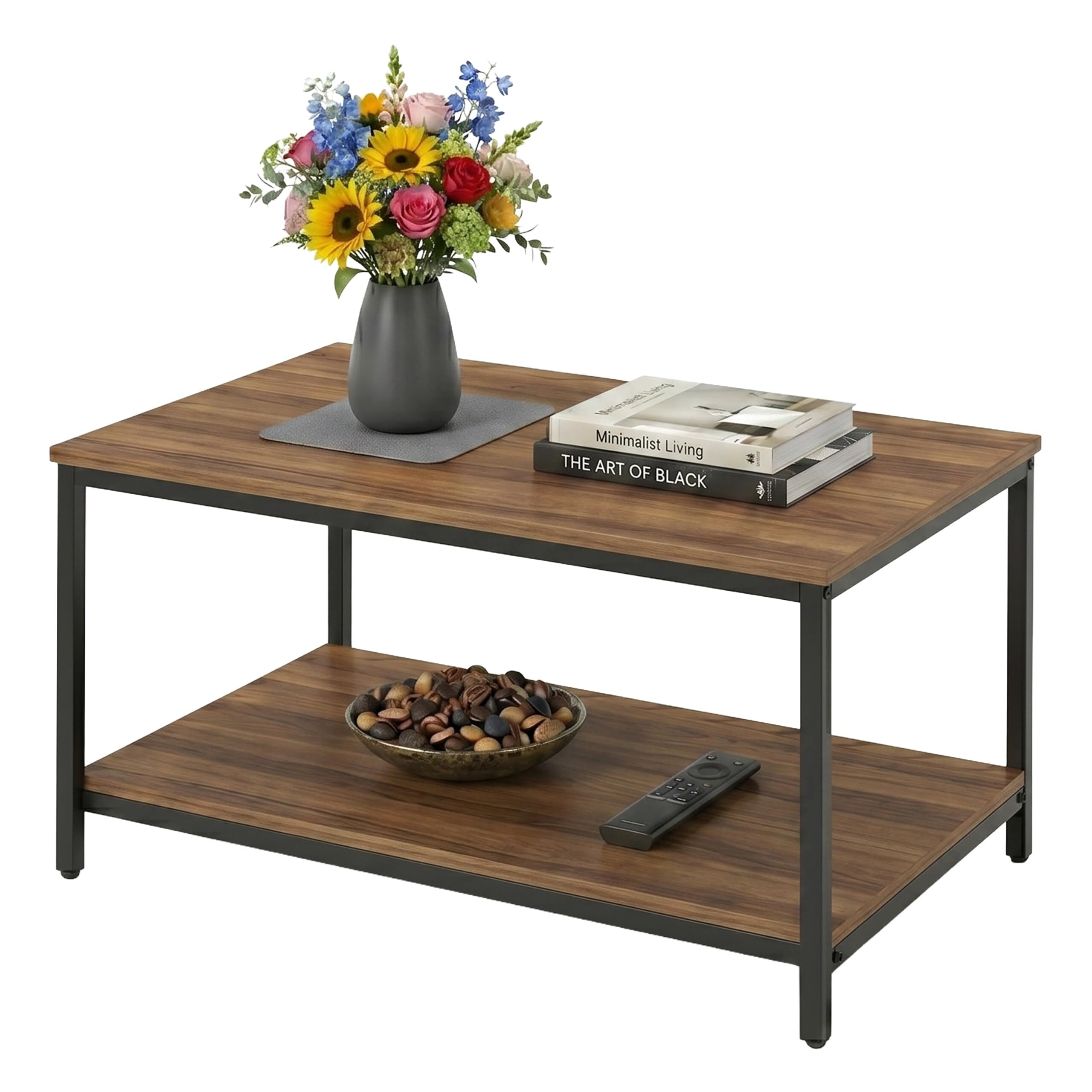 Mesa de salón con estante Relaxdays de 42x80x50 cm en madera y metal