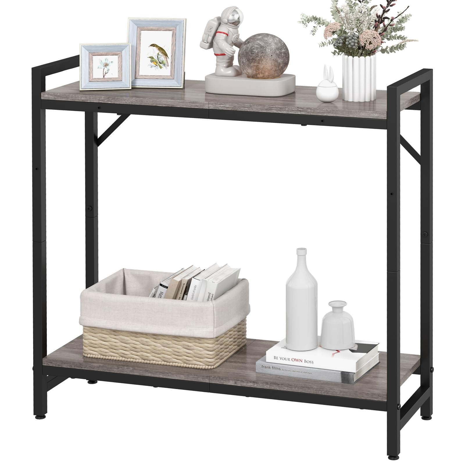 Smalle consoletafel, entreetafel, 3-laags bijzettafel, woonkamer
