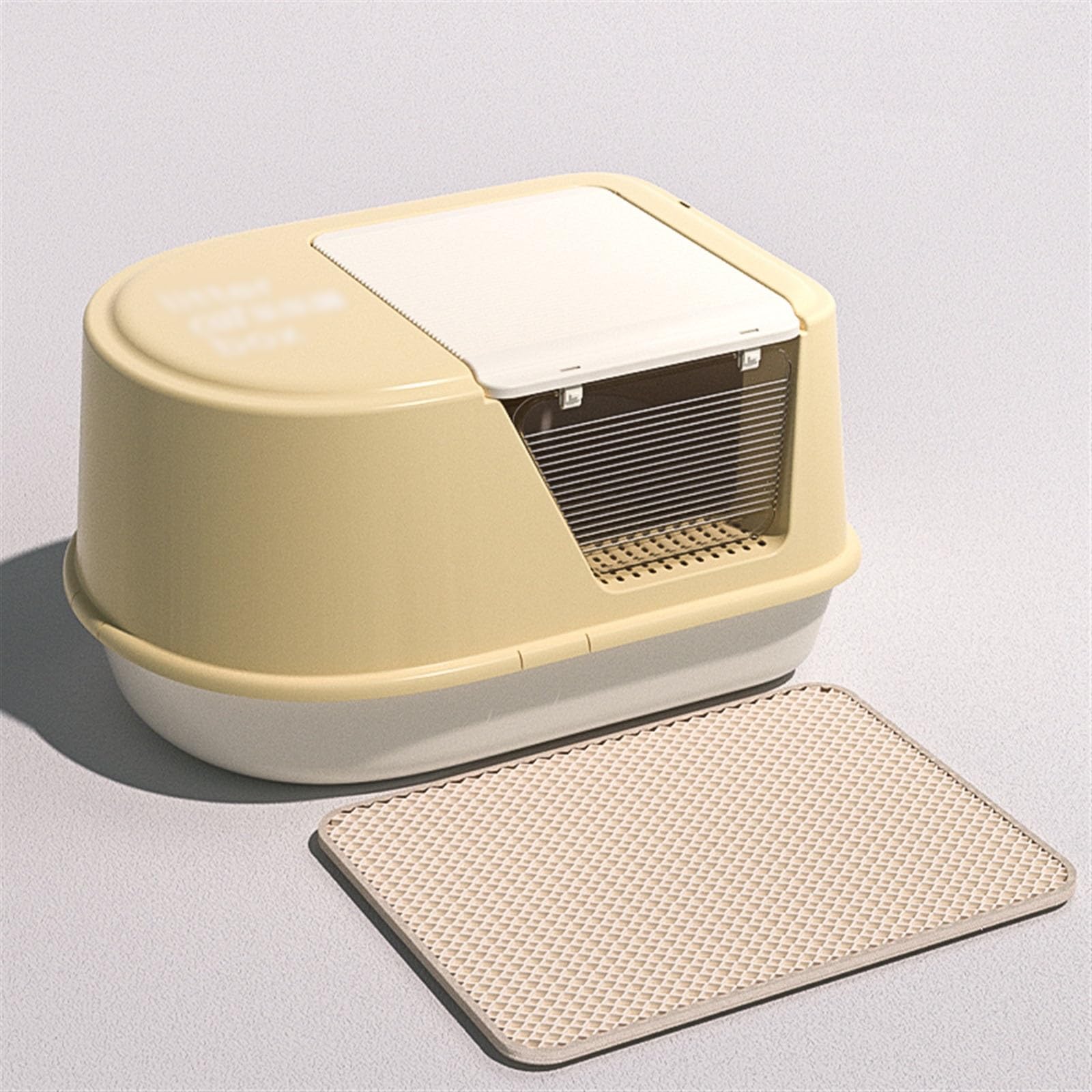 Exclusivo para Gatos y Perros Bandeja de Arena for Gatos Grande con Tapa, Bandeja Cerrada a Prueba olores y Fugas tapete for, fácil Instalar Limpiar para Interiores(Yellow)