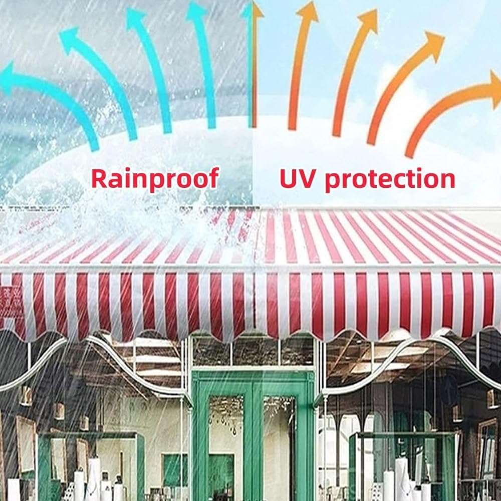 12'×10' Stripe Retractable Patio Awning Fabric Sun Shade Awning Cover Waterproof Replacement Top Cover Awning Replacement Fabric for Deck, Balcony, Yard(Pink,6.5x5ft/200x150cm)
