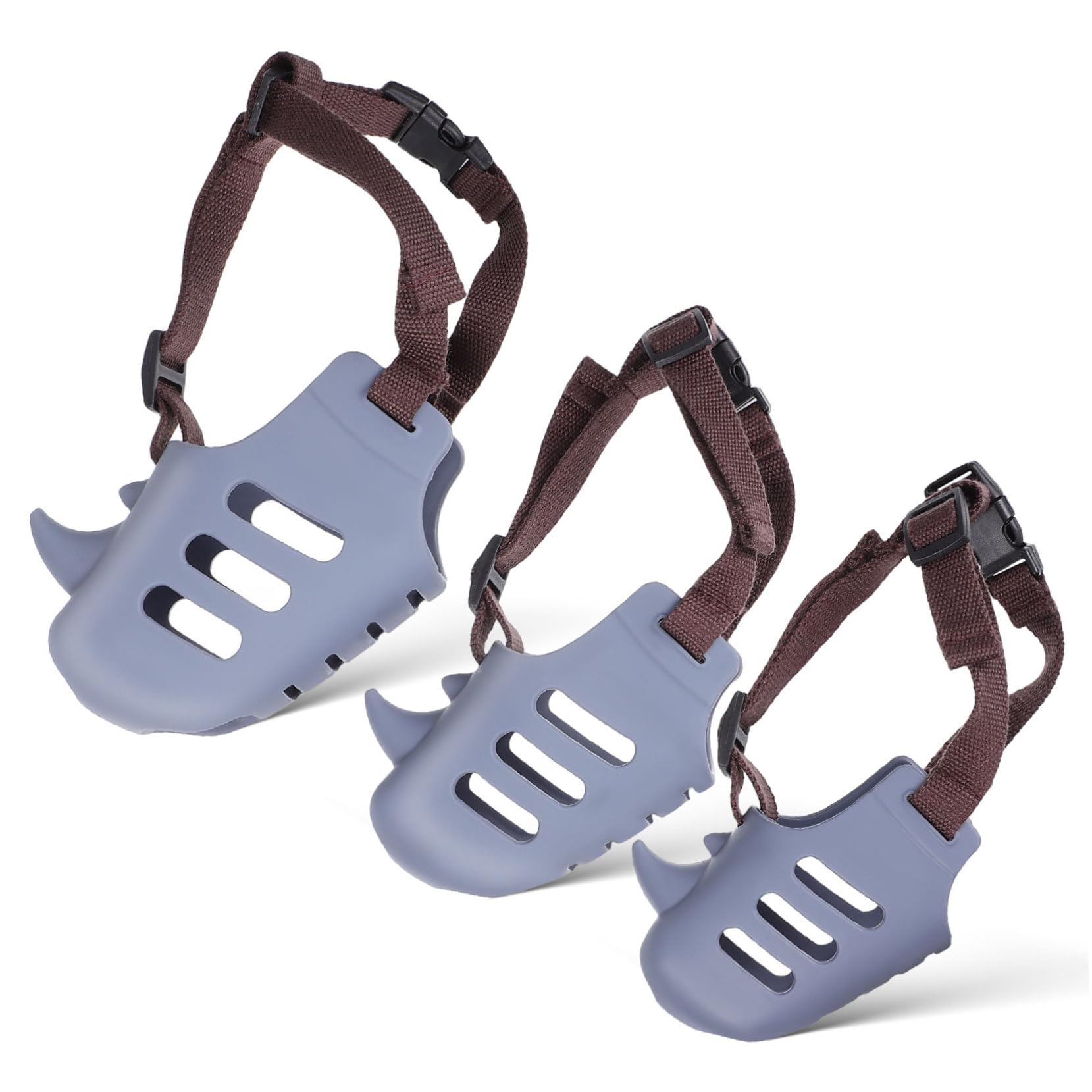 Toddmomy 3 Pezzi Museruola Cane in Silicone per Cani Medi e Grandi, Previene Morso e Abbaio, Design Traspirante e Colore alla Moda per Uso Quotidiano
