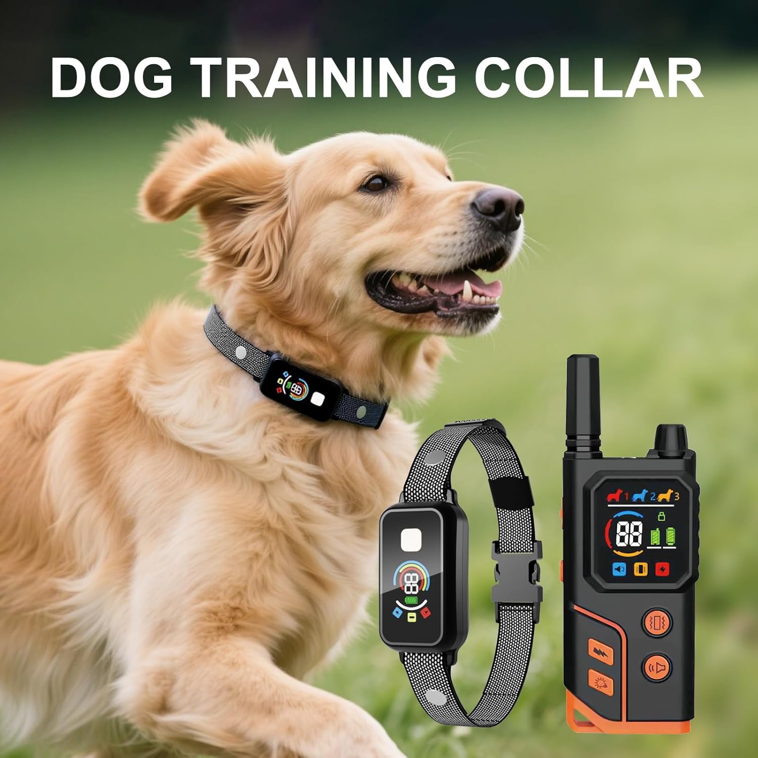 Dog Shock Collar, 2 Dog Training Collar with Remote for Medium Large Dogs, IP67 Waterproof Electronic Training Collar with 4 Training Modes, Security Lock, Rechargeable Shock Collar
