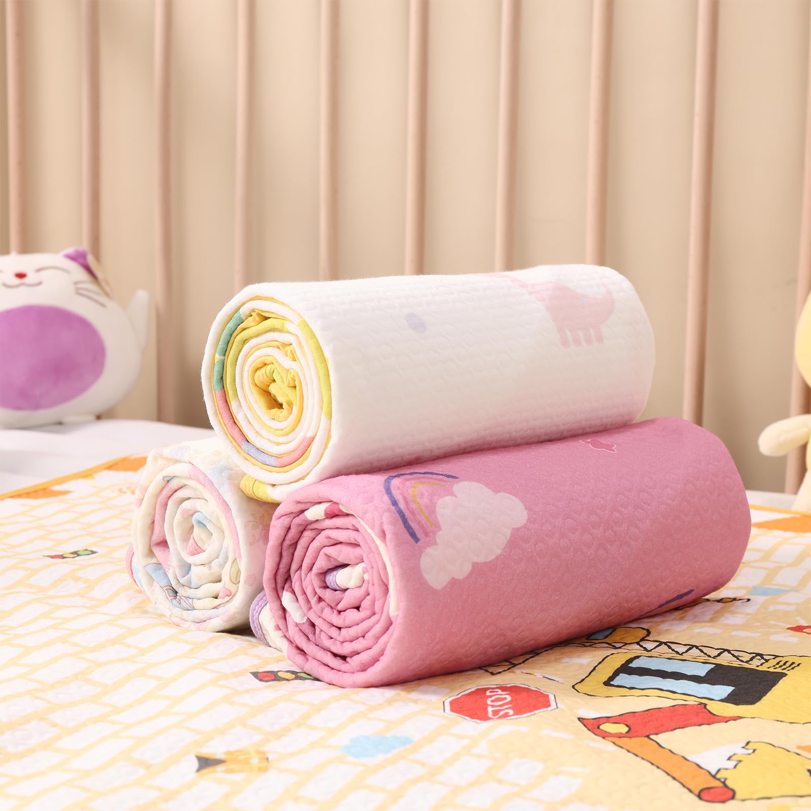 Landofgenie Impermeabile Changing Pad 80 x 120 CM Lavabile Riutilizzabile Oversized Adult Changing Pad - Mucca fragola