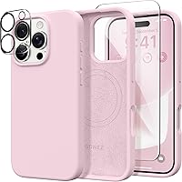 Vista 142 de GONEZ Funda de silicona para iPhone 14 Pro Max, compatible con MagSafe, con protector de pantalla + protector de lente de cámara, silicona líquida a