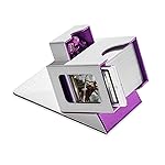 Mage Tech Card Deck Box for MTG Commander - Patented Design, Commander Display, Fits 100 Double-Sleeved Cards, 35pt Card Brick & Dice Tray - White/Purple