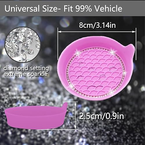 Miniatura 70 de 4 posavasos para auto, accesorios universales para el interior del auto para mujer, silicona antideslizante de 2.75 pulgadas, a prueba de golpes, a